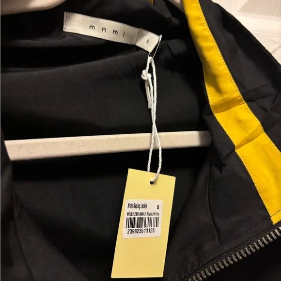 MNML Moto Racing Jacket for Men’s in Black & White w Yellow Trim Size Small BNWT - Picture 5 of 11